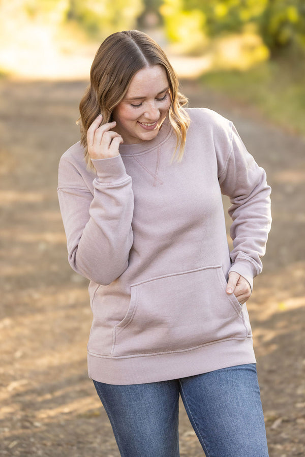 Vintage Wash Pocket Pullover - Blush Pebble-clothing-Villari Chic, women's online fashion boutique in Severna, Maryland