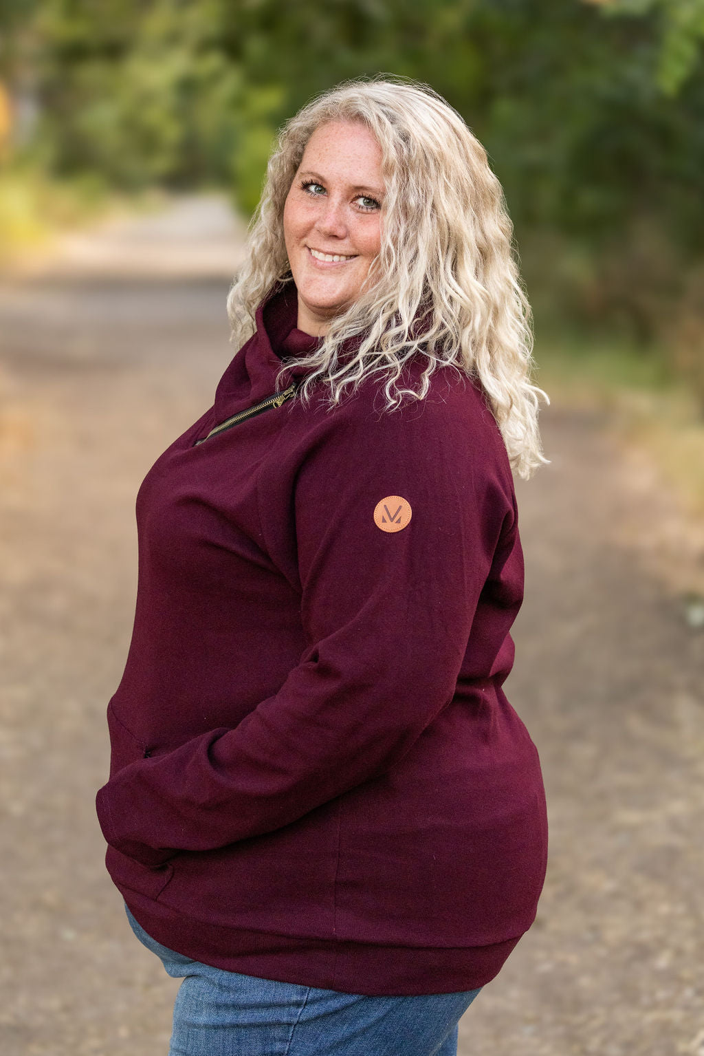 Classic Zoey ZipCowl Sweatshirt - Burgundy-Pullover-Villari Chic, women's online fashion boutique in Severna, Maryland