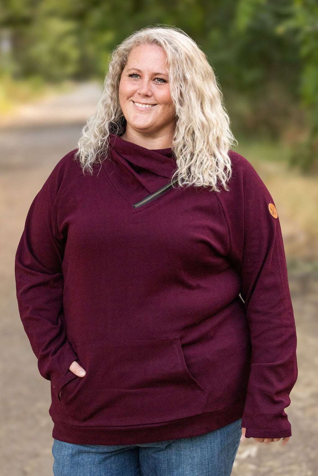 Classic Zoey ZipCowl Sweatshirt - Burgundy-Pullover-Villari Chic, women's online fashion boutique in Severna, Maryland