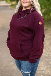 Classic Zoey ZipCowl Sweatshirt - Burgundy-Pullover-Villari Chic, women's online fashion boutique in Severna, Maryland