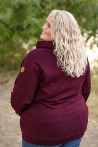 Classic Zoey ZipCowl Sweatshirt - Burgundy-Pullover-Villari Chic, women's online fashion boutique in Severna, Maryland