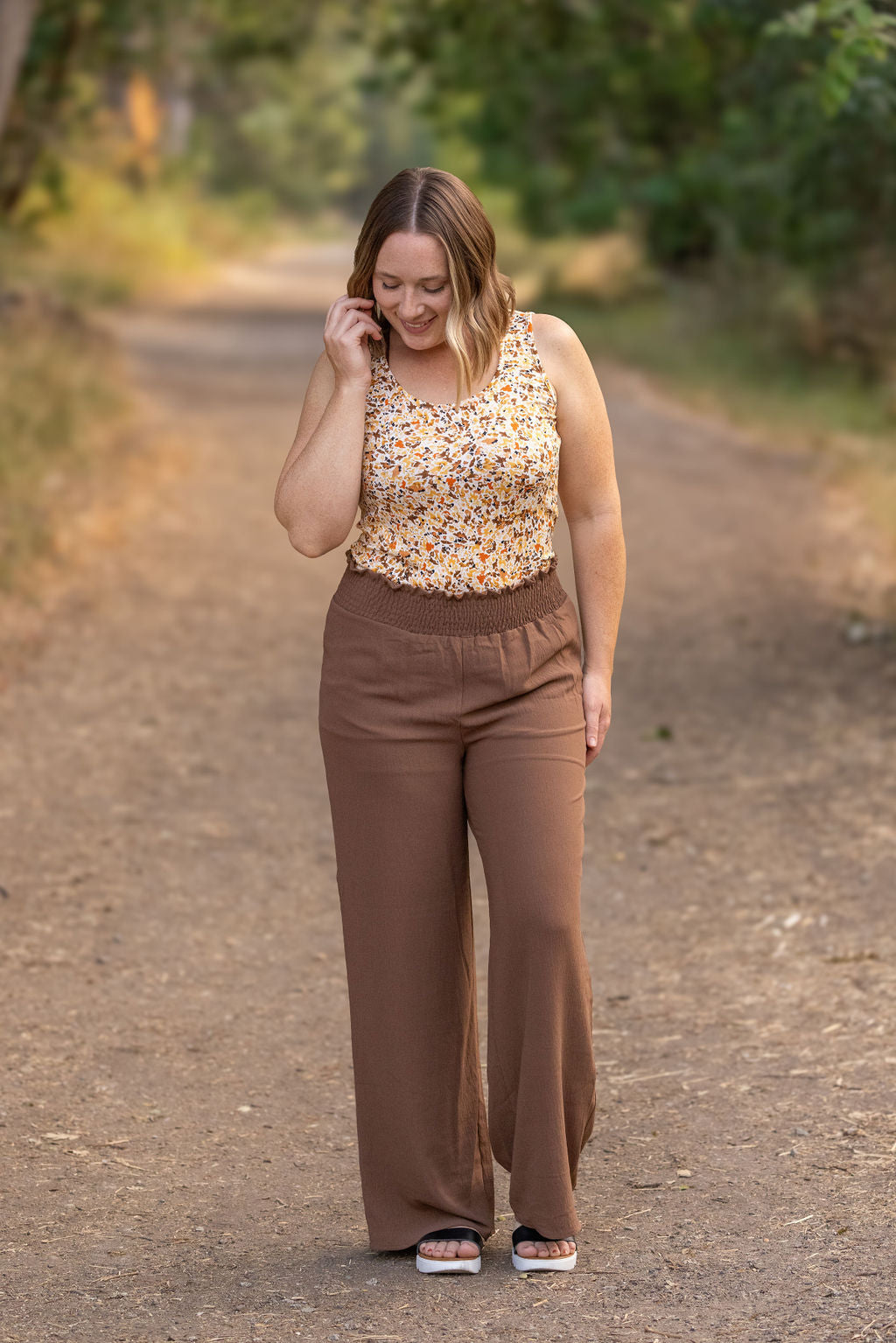 Presley Palazzo Pants - Coffee-bottoms-Villari Chic, women's online fashion boutique in Severna, Maryland