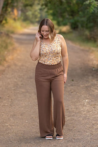 Presley Palazzo Pants - Coffee-bottoms-Villari Chic, women's online fashion boutique in Severna, Maryland