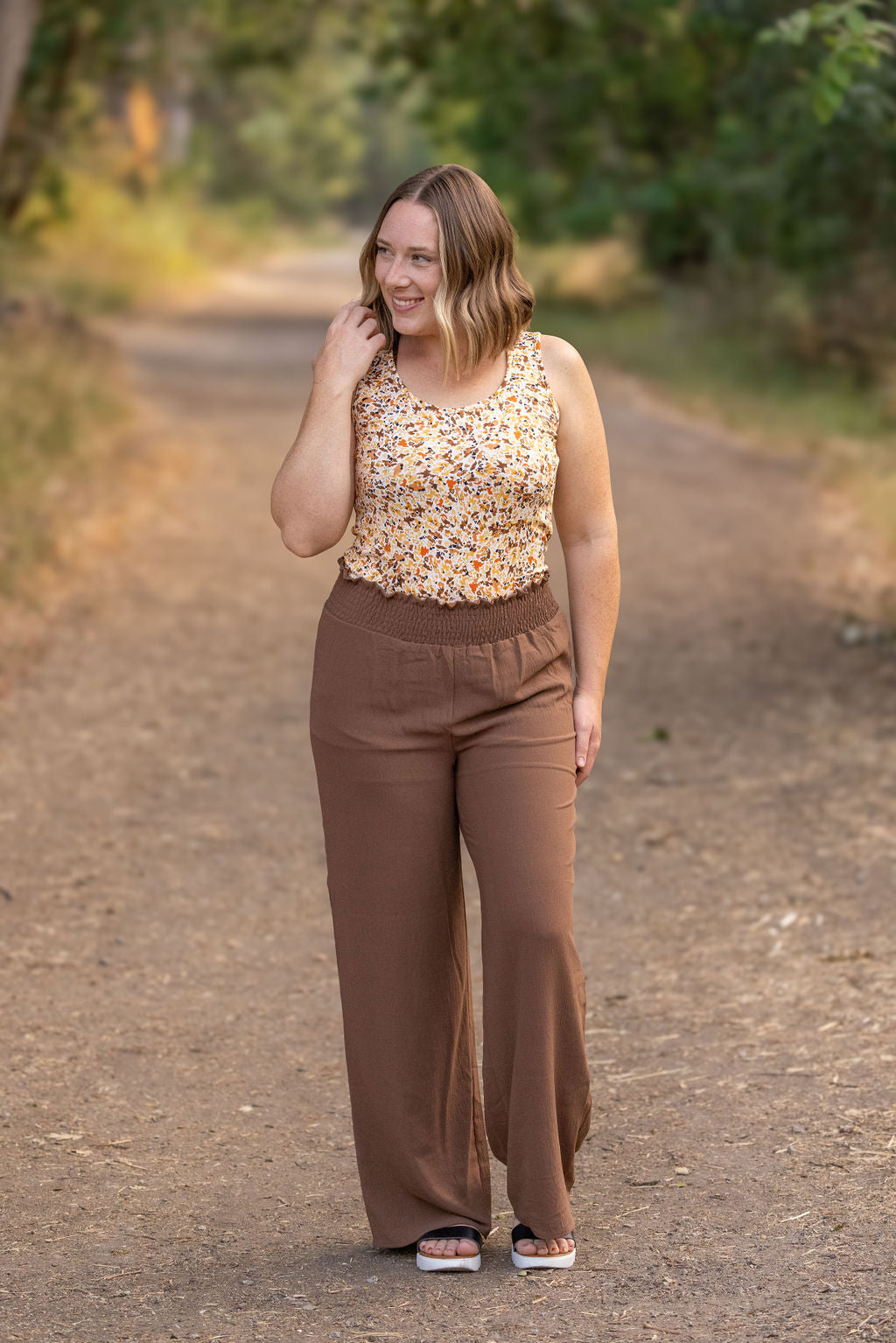 Presley Palazzo Pants - Coffee-bottoms-Villari Chic, women's online fashion boutique in Severna, Maryland