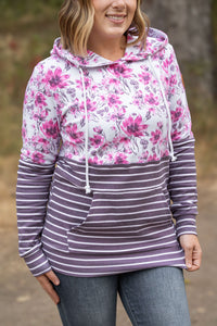 Hailey Pullover Hoodie - Pink Floral and Stripes-Hoodie-Villari Chic, women's online fashion boutique in Severna, Maryland