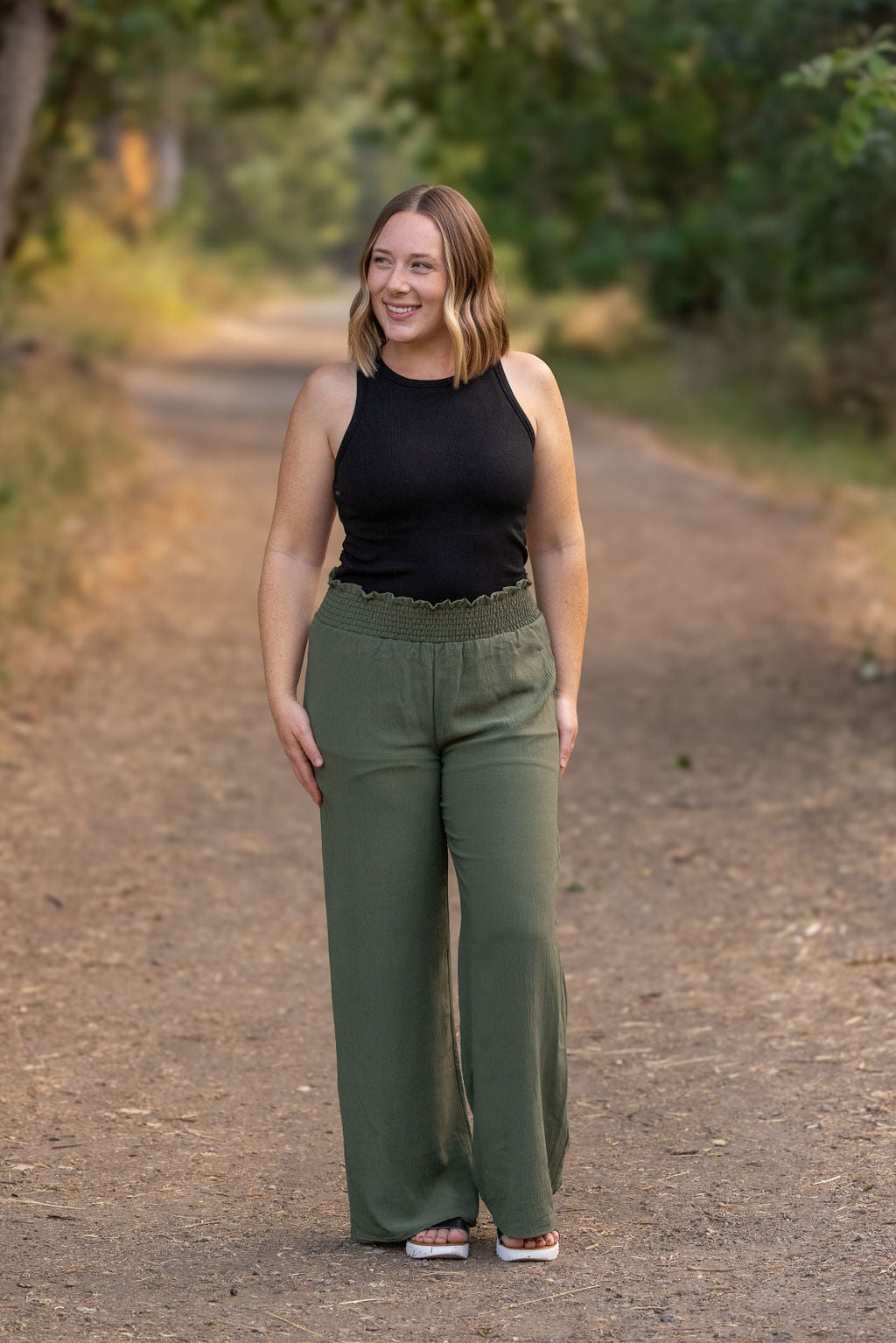 Presley Palazzo Pants - Olive-bottoms-Villari Chic, women's online fashion boutique in Severna, Maryland