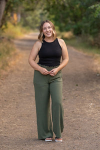 Presley Palazzo Pants - Olive-bottoms-Villari Chic, women's online fashion boutique in Severna, Maryland