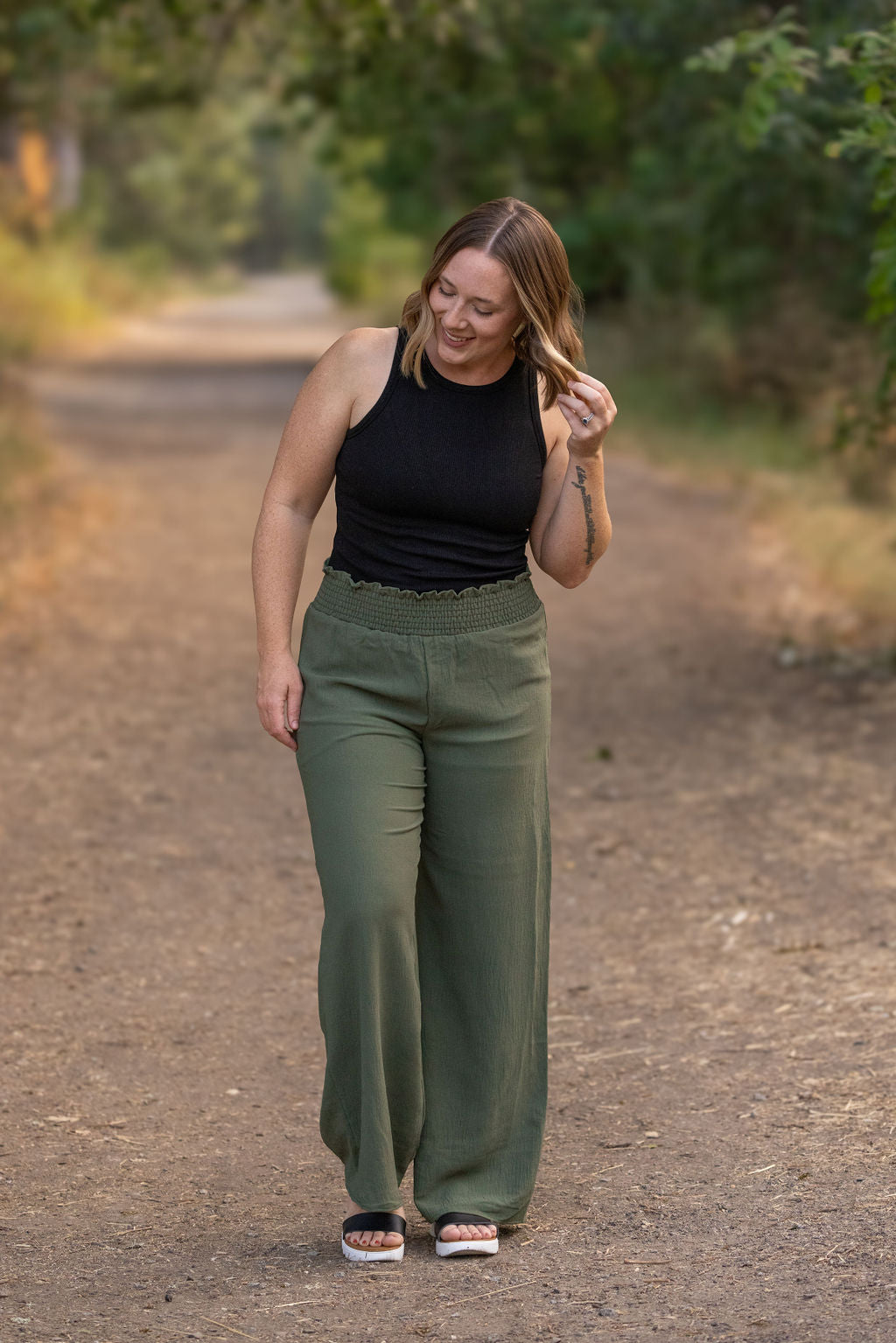 Presley Palazzo Pants - Olive-bottoms-Villari Chic, women's online fashion boutique in Severna, Maryland