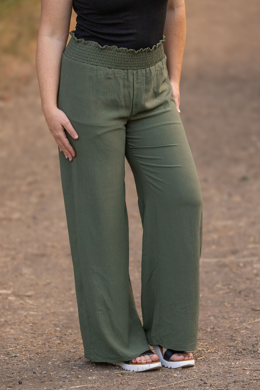 Presley Palazzo Pants - Olive-bottoms-Villari Chic, women's online fashion boutique in Severna, Maryland