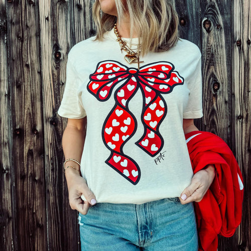 Big Heart Bow Graphic Tee-Villari Chic, women's online fashion boutique in Severna, Maryland