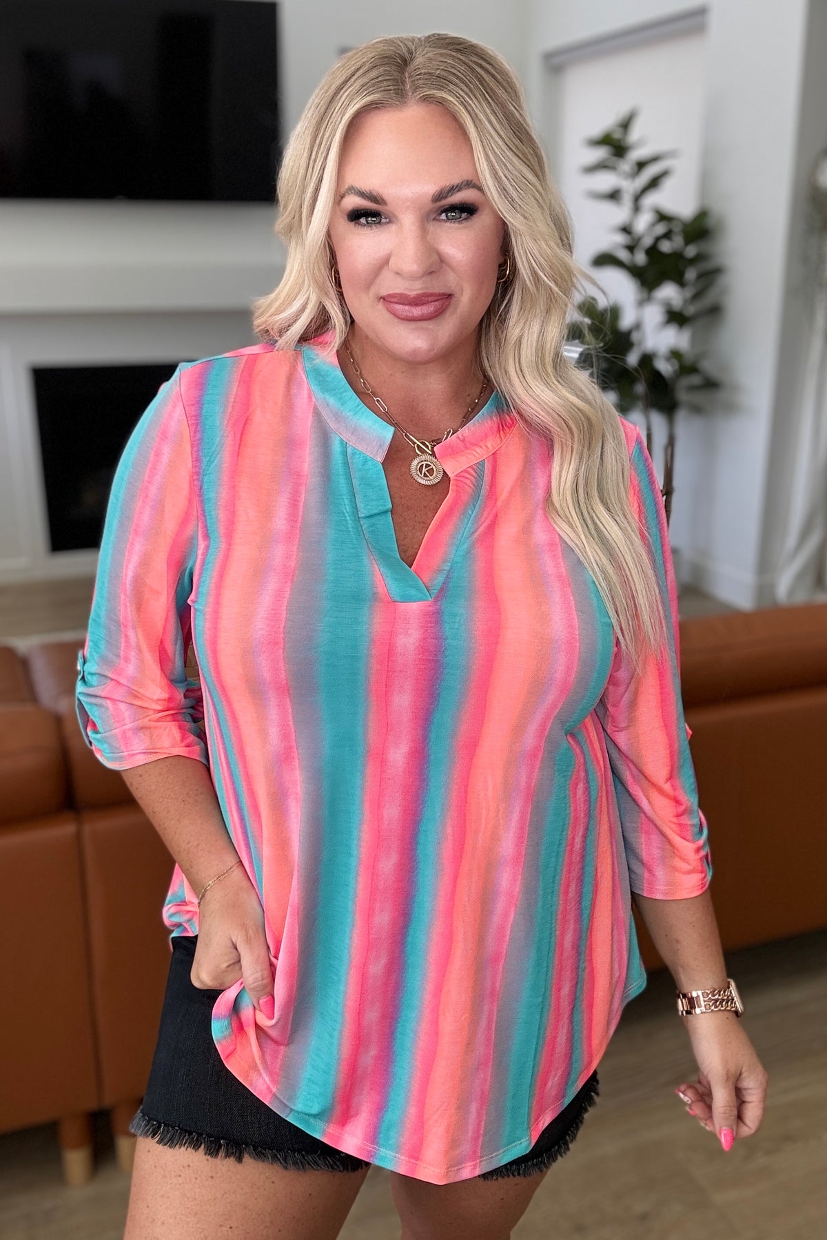 Lizzy Top in Sherbet Stripe-Tops-Villari Chic, women's online fashion boutique in Severna, Maryland