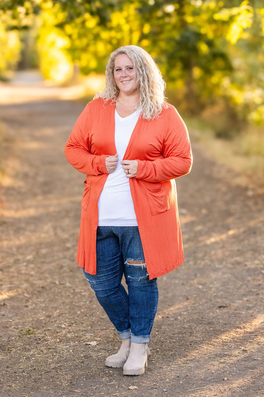 Classic Cardigan - Pumpkin-Cardigan-Villari Chic, women's online fashion boutique in Severna, Maryland