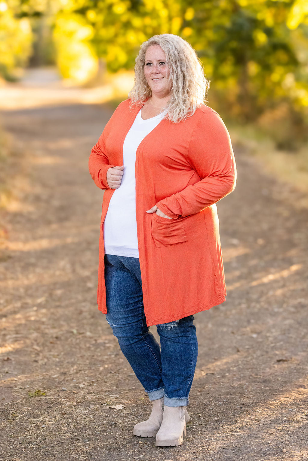 Classic Cardigan - Pumpkin-Cardigan-Villari Chic, women's online fashion boutique in Severna, Maryland