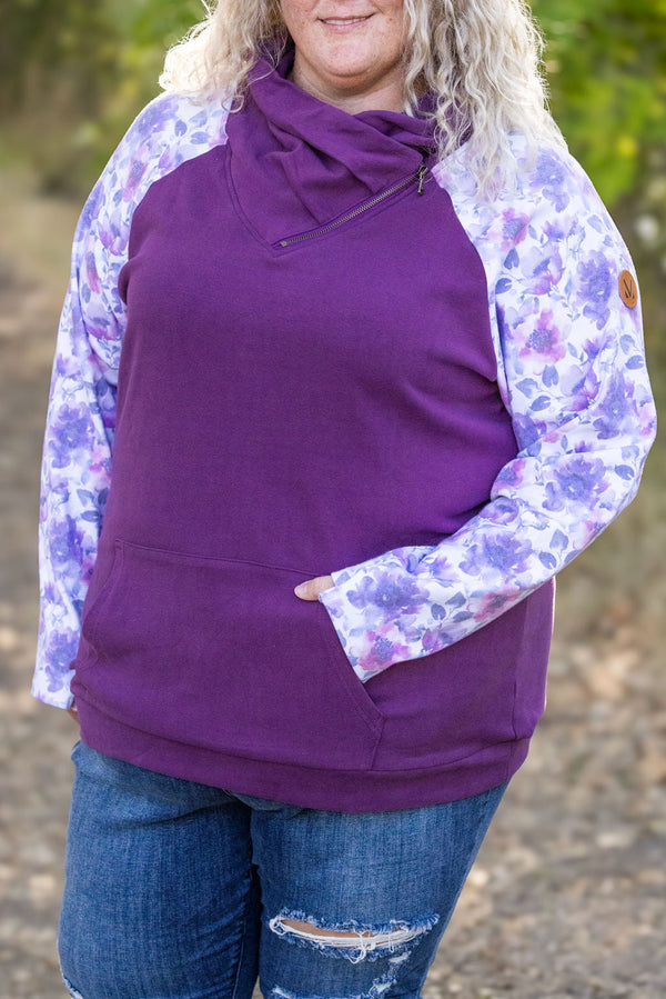 Zoey ZipCowl - Plum and Purple Floral-clothing-Villari Chic, women's online fashion boutique in Severna, Maryland