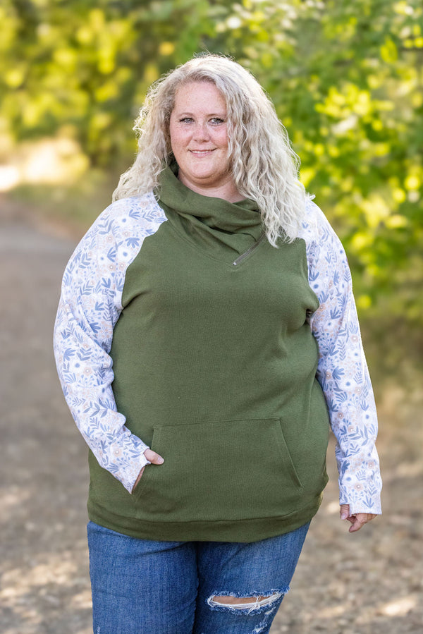 Zoey ZipCowl - Olive and Boho Floral-clothing-Villari Chic, women's online fashion boutique in Severna, Maryland