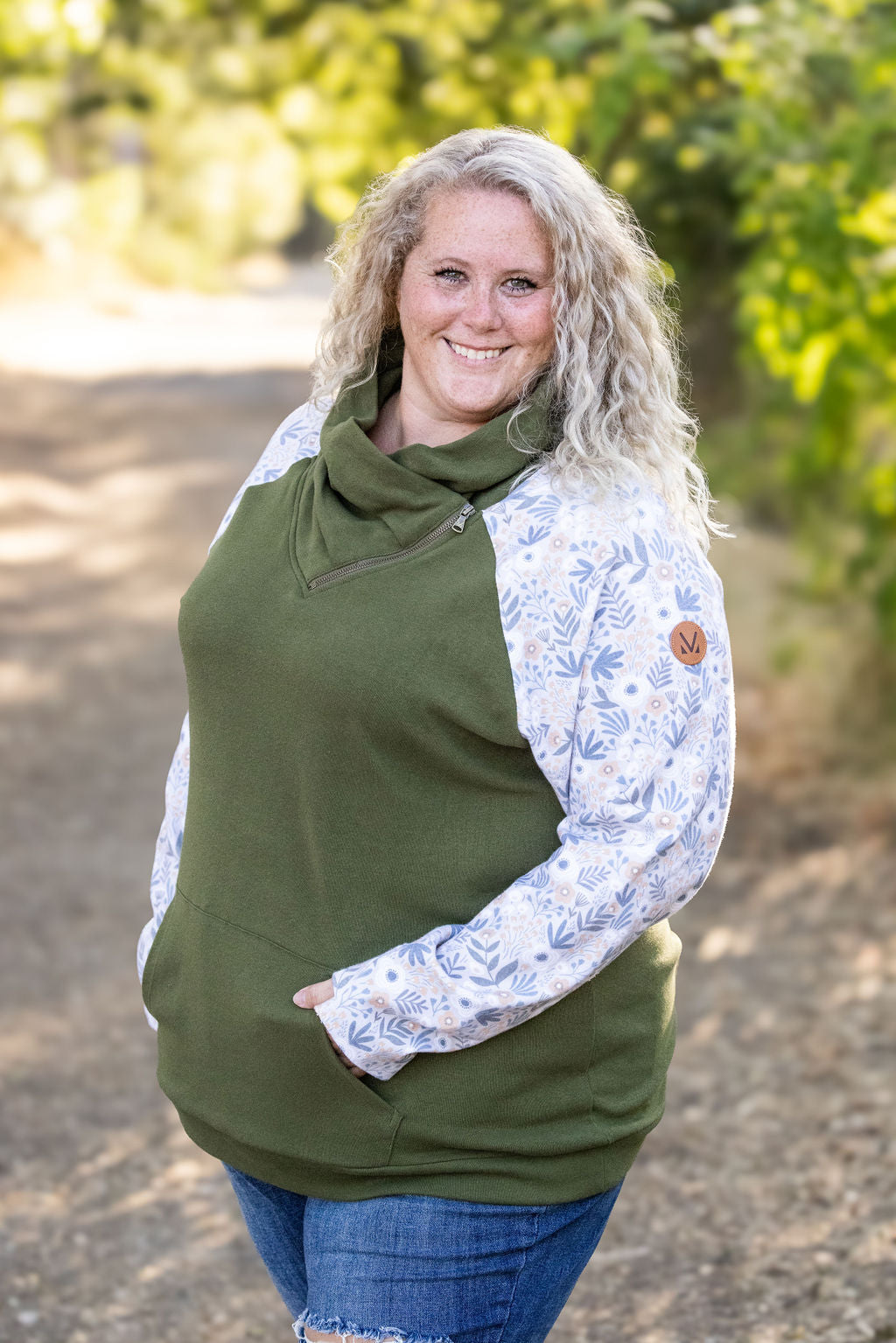 Zoey ZipCowl - Olive and Boho Floral-clothing-Villari Chic, women's online fashion boutique in Severna, Maryland