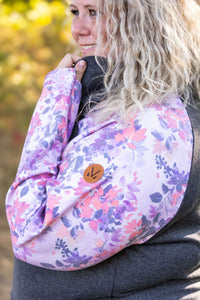 Zoey ZipCowl - Charcoal and Fall Floral Leaves-clothing-Villari Chic, women's online fashion boutique in Severna, Maryland