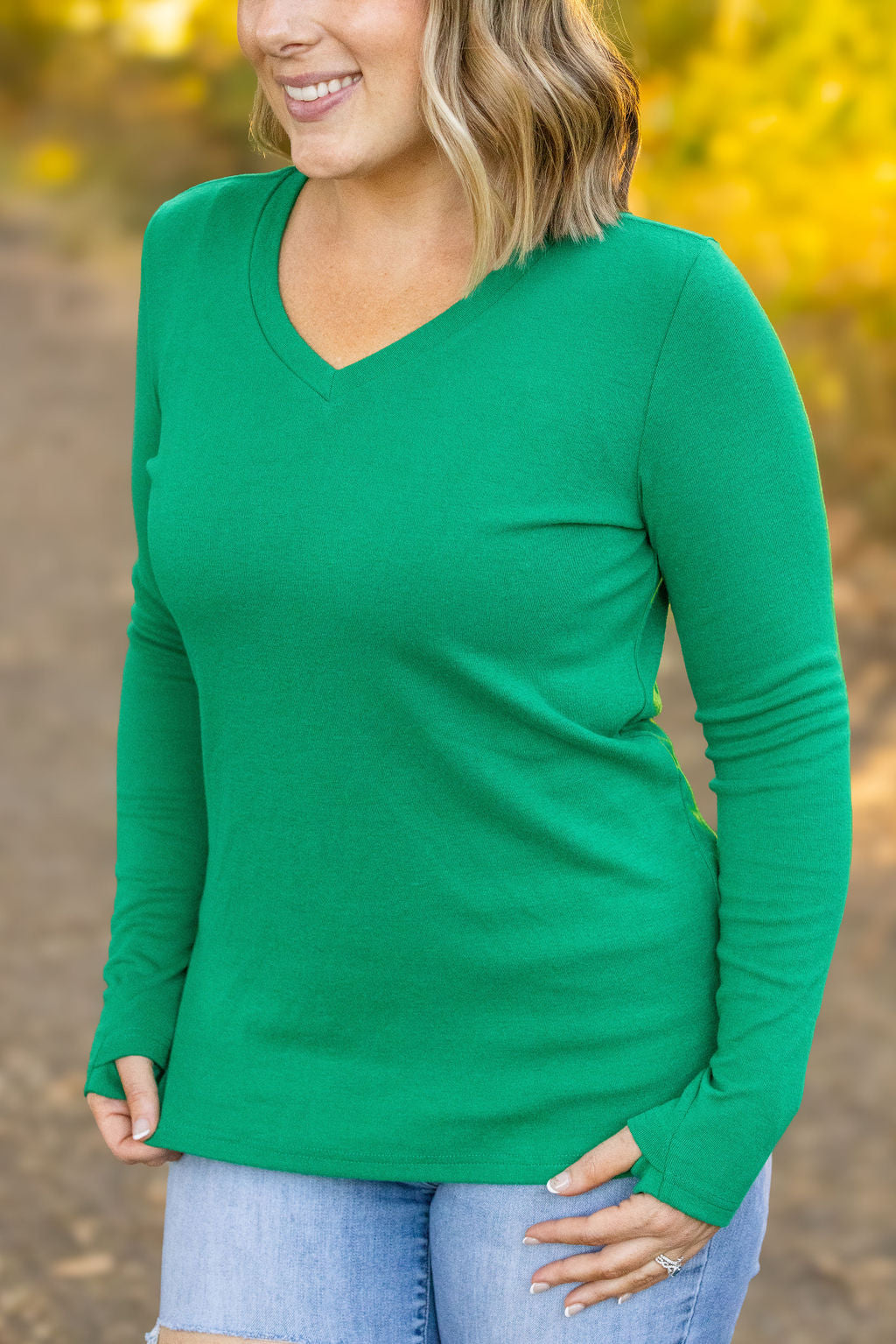 Leah Long Sleeve Top - Green-Tops-Villari Chic, women's online fashion boutique in Severna, Maryland