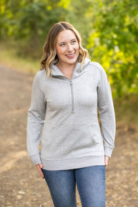 Scuba HalfZip Hoodie - Light Grey-Hoodie-Villari Chic, women's online fashion boutique in Severna, Maryland