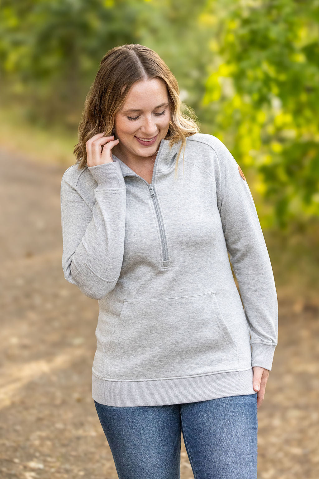 Scuba HalfZip Hoodie - Light Grey-Hoodie-Villari Chic, women's online fashion boutique in Severna, Maryland