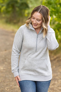 Scuba HalfZip Hoodie - Light Grey-Hoodie-Villari Chic, women's online fashion boutique in Severna, Maryland