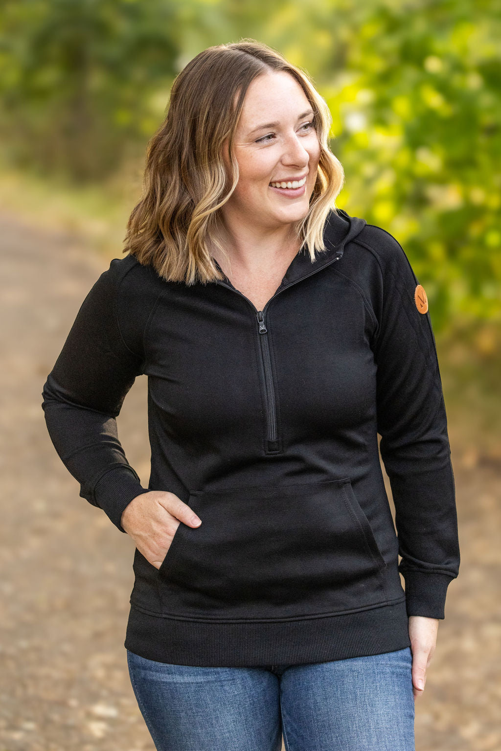 Scuba HalfZip Hoodie - Black-Hoodie-Villari Chic, women's online fashion boutique in Severna, Maryland