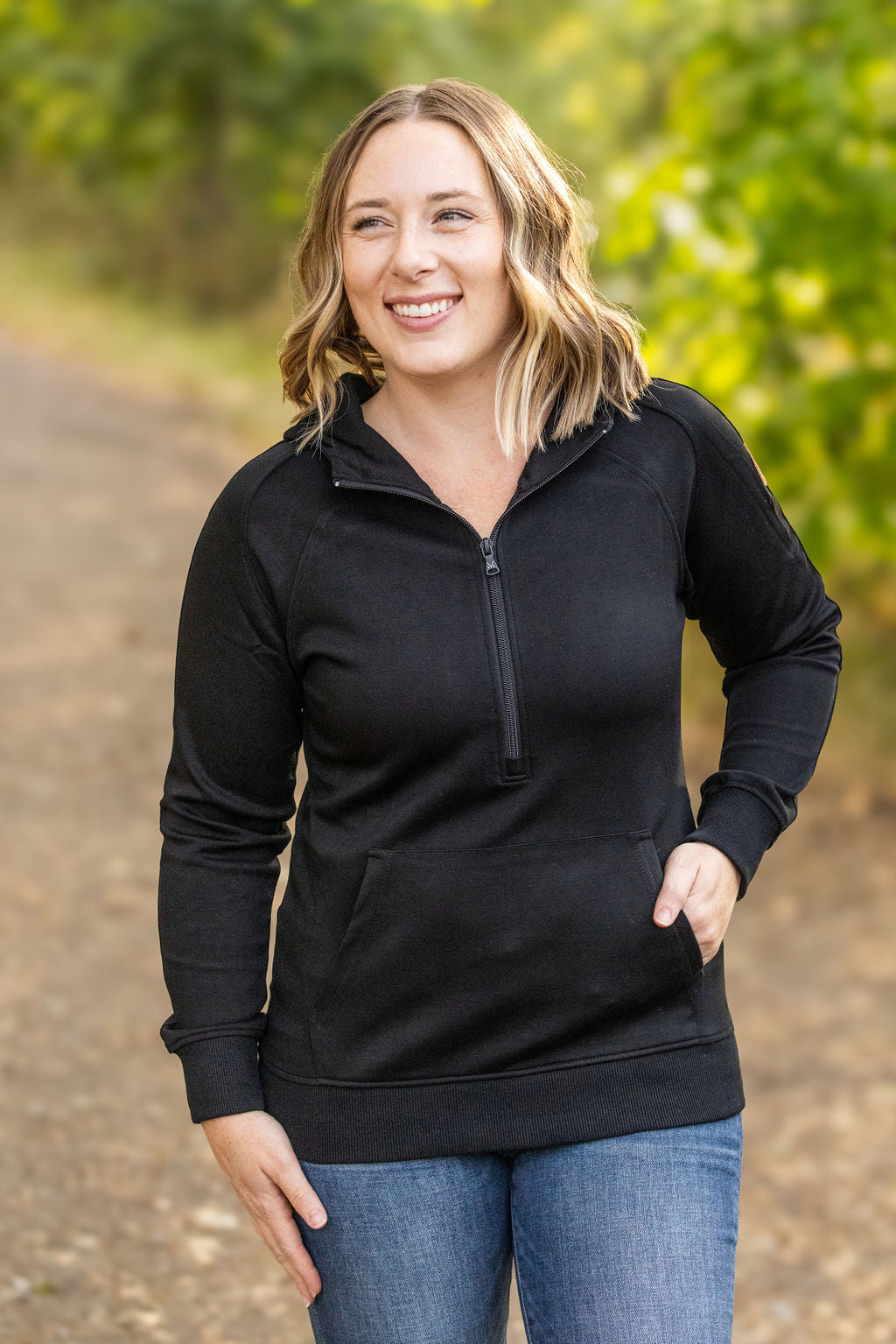 Scuba HalfZip Hoodie - Black-Hoodie-Villari Chic, women's online fashion boutique in Severna, Maryland