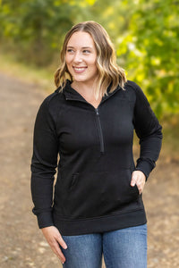 Scuba HalfZip Hoodie - Black-Hoodie-Villari Chic, women's online fashion boutique in Severna, Maryland