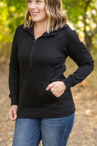 Scuba HalfZip Hoodie - Black-Hoodie-Villari Chic, women's online fashion boutique in Severna, Maryland