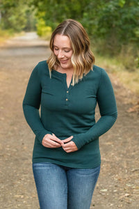 Harper Long Sleeve Henley - Evergreen-Tops-Villari Chic, women's online fashion boutique in Severna, Maryland