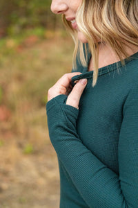 Harper Long Sleeve Henley - Evergreen-Tops-Villari Chic, women's online fashion boutique in Severna, Maryland