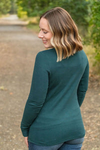 Harper Long Sleeve Henley - Evergreen-Tops-Villari Chic, women's online fashion boutique in Severna, Maryland