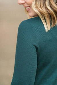 Harper Long Sleeve Henley - Evergreen-Tops-Villari Chic, women's online fashion boutique in Severna, Maryland