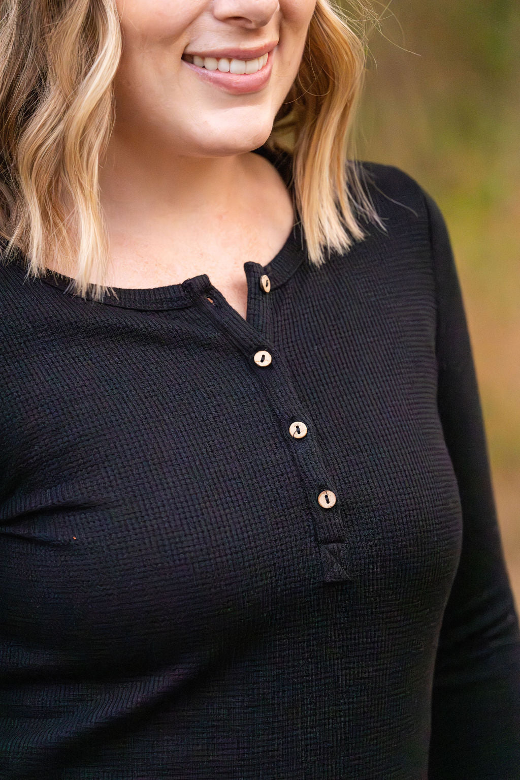 Harper Long Sleeve Henley - Black-Tops-Villari Chic, women's online fashion boutique in Severna, Maryland