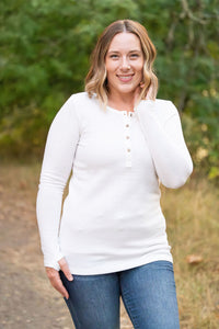 Harper Long Sleeve Henley - White-Tops-Villari Chic, women's online fashion boutique in Severna, Maryland