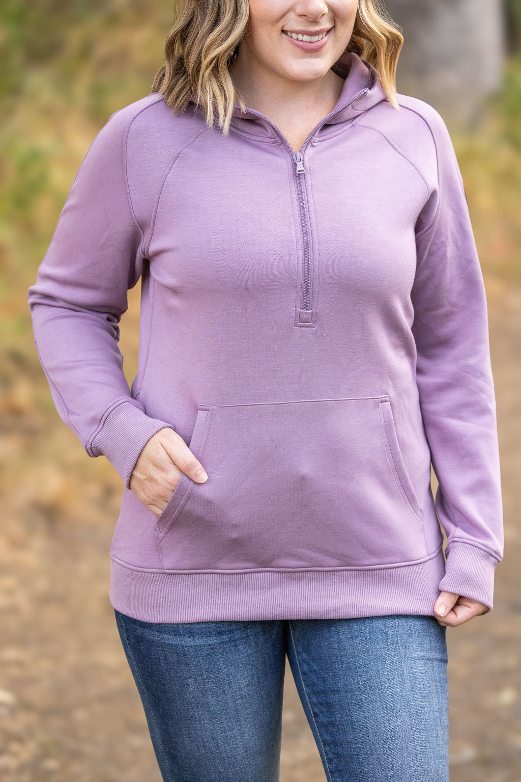 Scuba HalfZip Hoodie - Lavender-Hoodie-Villari Chic, women's online fashion boutique in Severna, Maryland