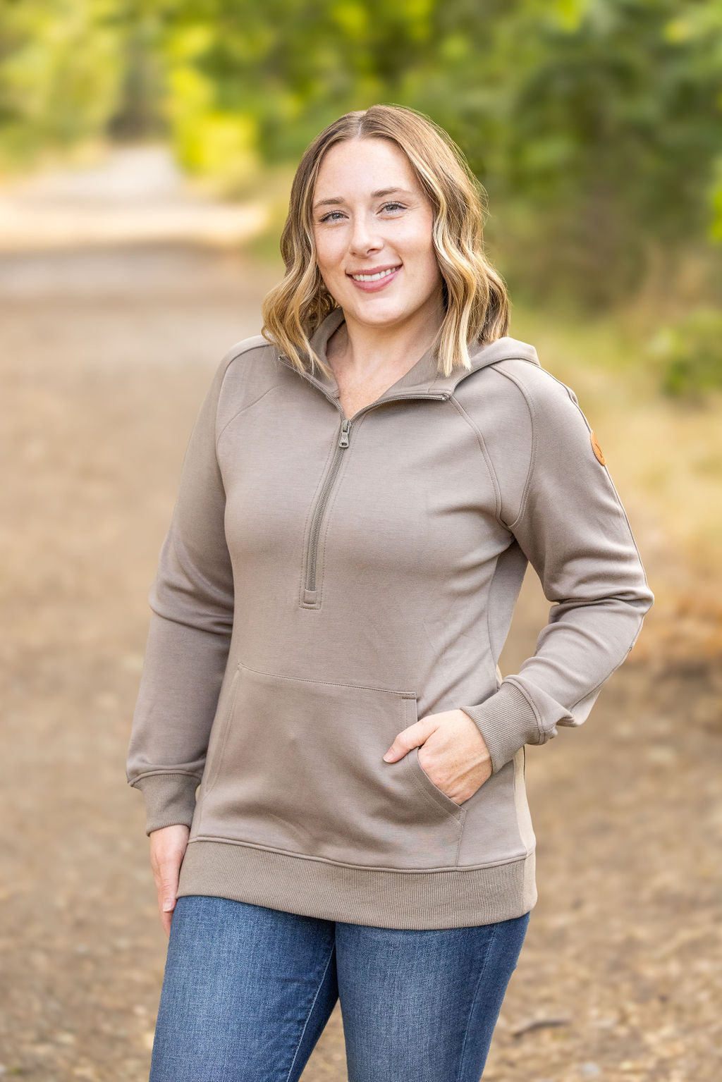 Scuba HalfZip Hoodie - Mocha-Hoodie-Villari Chic, women's online fashion boutique in Severna, Maryland