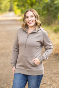 Scuba HalfZip Hoodie - Mocha-Hoodie-Villari Chic, women's online fashion boutique in Severna, Maryland