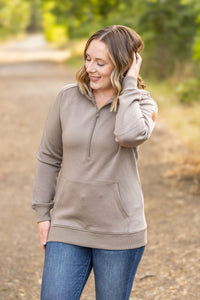 Scuba HalfZip Hoodie - Mocha-Hoodie-Villari Chic, women's online fashion boutique in Severna, Maryland