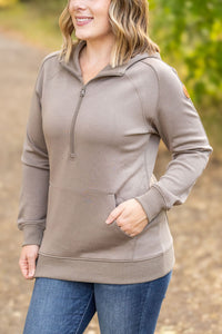 Scuba HalfZip Hoodie - Mocha-Hoodie-Villari Chic, women's online fashion boutique in Severna, Maryland