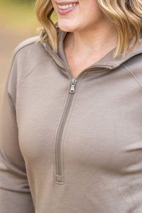 Scuba HalfZip Hoodie - Mocha-Hoodie-Villari Chic, women's online fashion boutique in Severna, Maryland