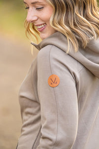 Scuba HalfZip Hoodie - Mocha-Hoodie-Villari Chic, women's online fashion boutique in Severna, Maryland