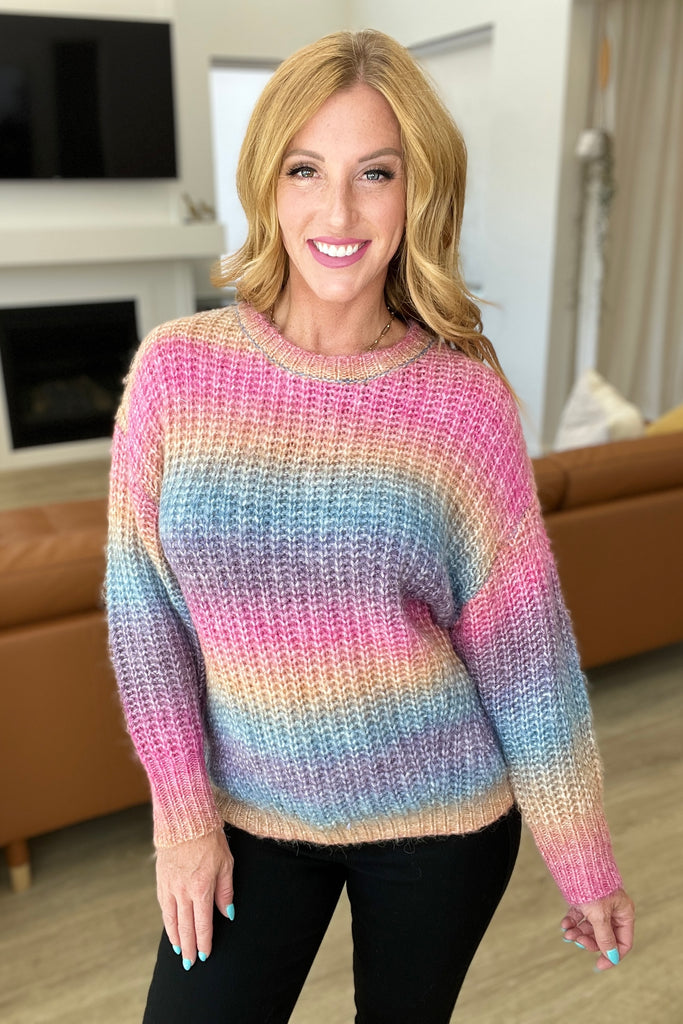Make Your Own Kind of Music Rainbow Sweater-Womens-Villari Chic, women's online fashion boutique in Severna, Maryland