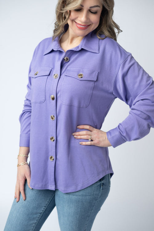 Brenna Button Down Top - Purple-clothing-Villari Chic, women's online fashion boutique in Severna, Maryland