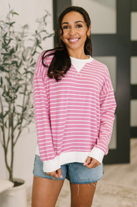 Almost Therapeutic Drop Shoulder Pullover in Candy Pink-Womens-Villari Chic, women's online fashion boutique in Severna, Maryland