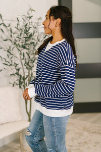 Almost Therapeutic Drop Shoulder Pullover in Navy-Womens-Villari Chic, women's online fashion boutique in Severna, Maryland