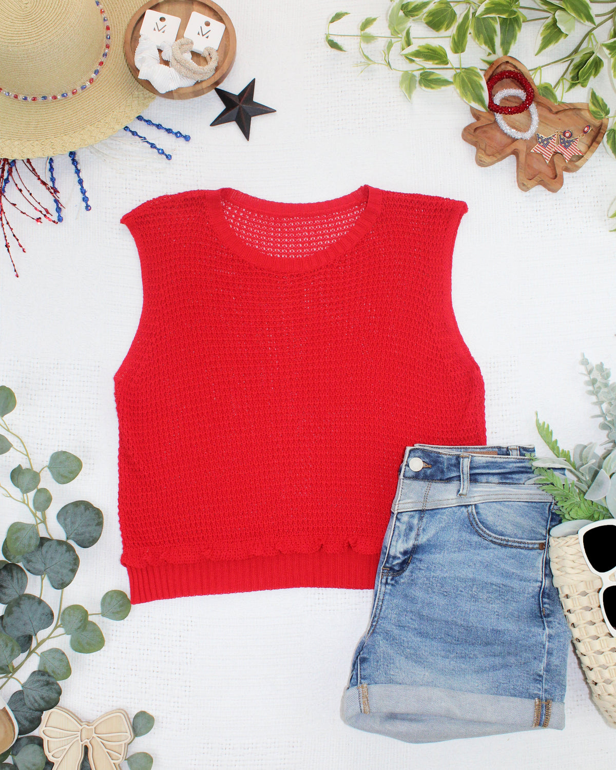 Amaya Open Knit Top - Red-top-Villari Chic, women's online fashion boutique in Severna, Maryland