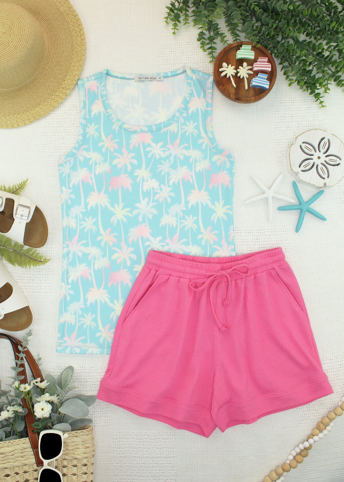 Ava Tank - Aqua Palm-tank-Villari Chic, women's online fashion boutique in Severna, Maryland