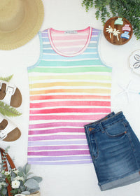 Ava Tank - Rainbow Stripes-tank-Villari Chic, women's online fashion boutique in Severna, Maryland