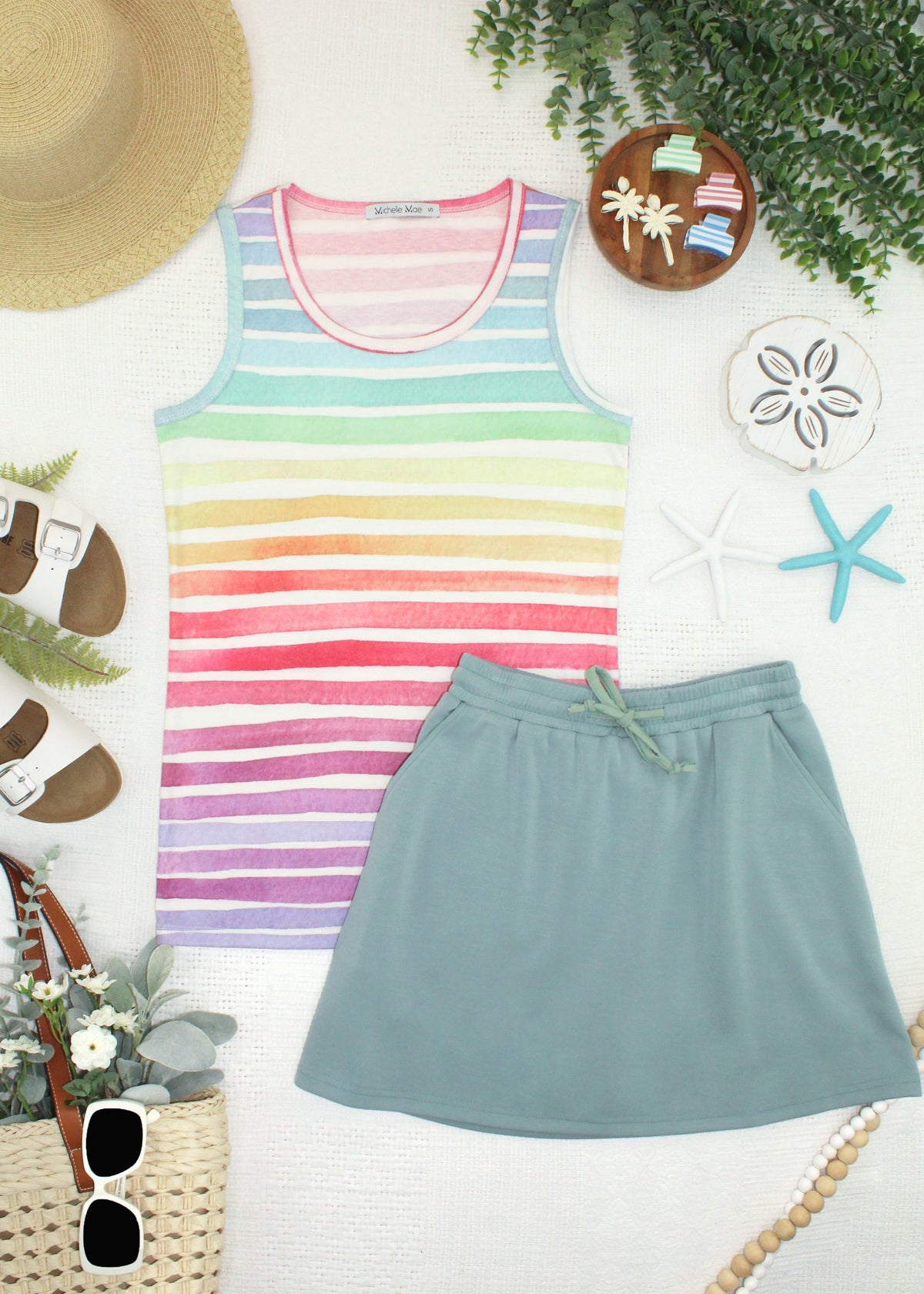 Ava Tank - Rainbow Stripes-tank-Villari Chic, women's online fashion boutique in Severna, Maryland